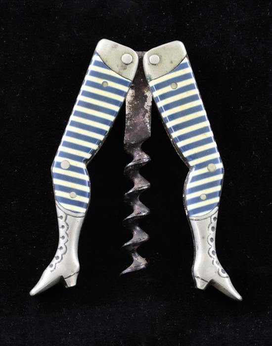 A German novelty folding corkscrew, 6.5in. when closed